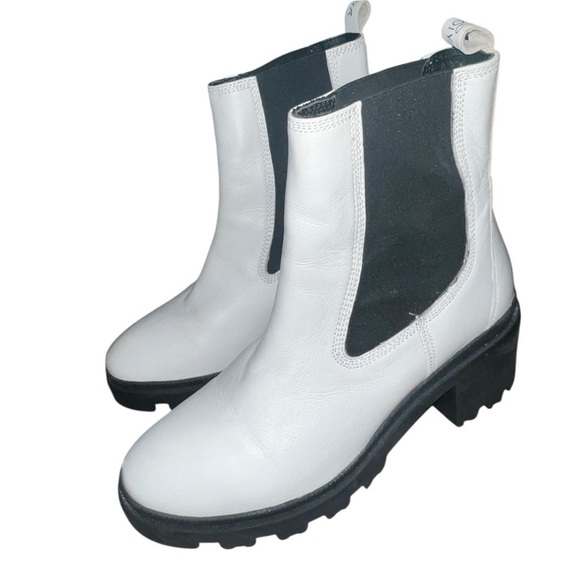 Enjoiya Dana White Leather Chunky Combat Style Boots Sz 40 9.5 - Picture 8 of 8